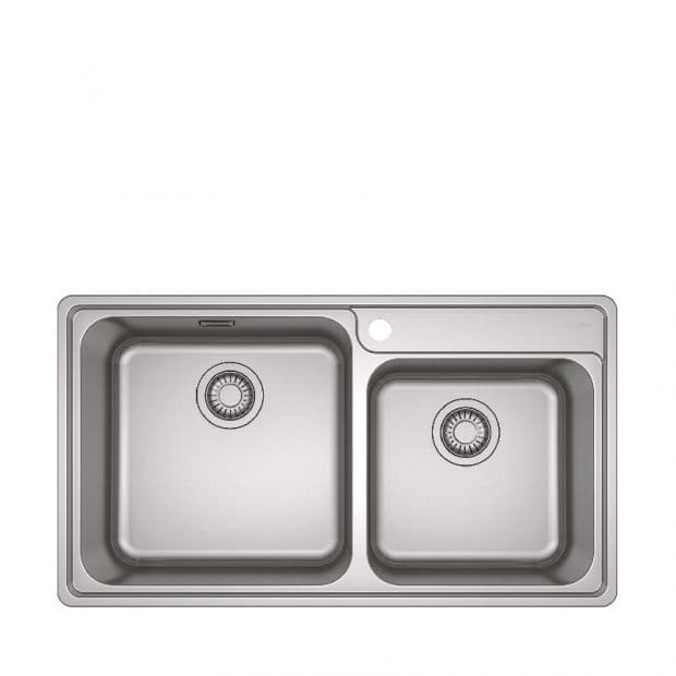 FRANKE BCX 620-42-35 (101.0438.090) Bell 不銹鋼檯面雙星盆 860x480mm 銀色