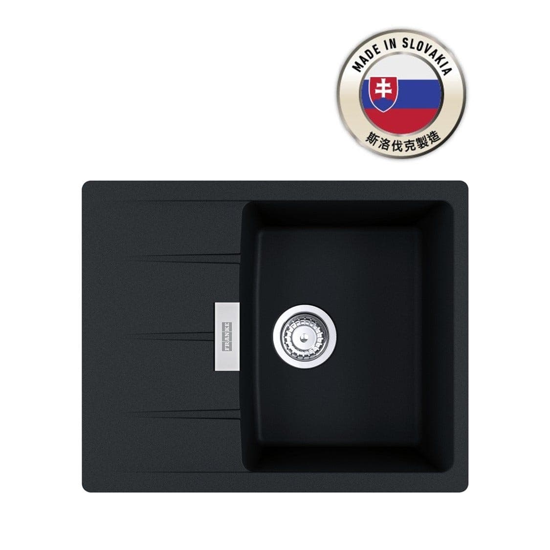 FRANKE CNG 611-62 Onyx Centro 花崗岩 檯面 單星盆 620x500mm 瑪瑙黑