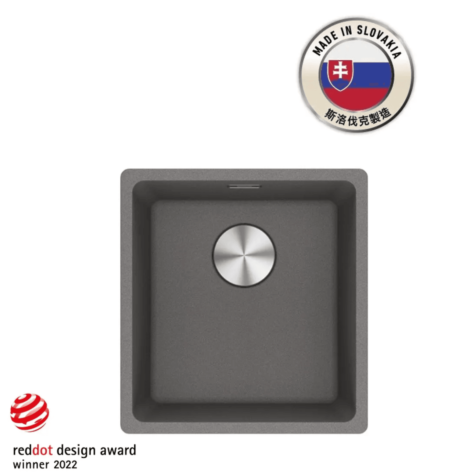 FRANKE MRG 610-37 (114.0655.083) Maris 花崗岩 檯面/檯底 單星盆 410x440mm 岩灰色