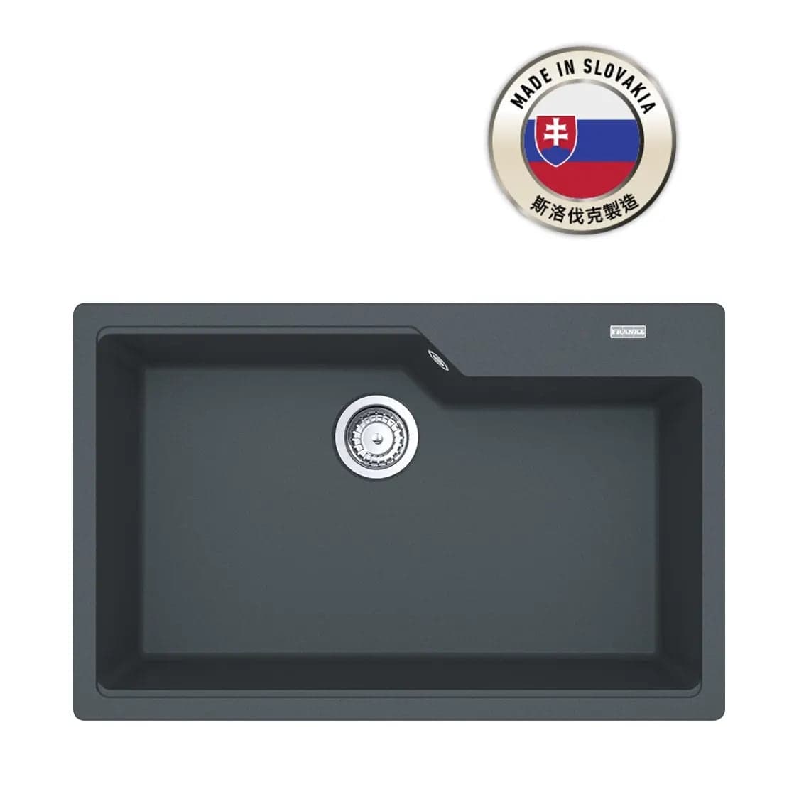 FRANKE UBG 610-78 (114.0551.321) Urban 花崗岩 檯面 單星盆 780x500mm 瑪瑙黑