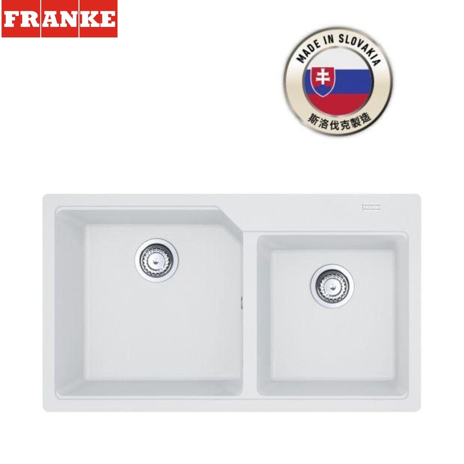 FRANKE UBG 620-86 Urban 花崗岩 檯面 雙星盆 (極光白)