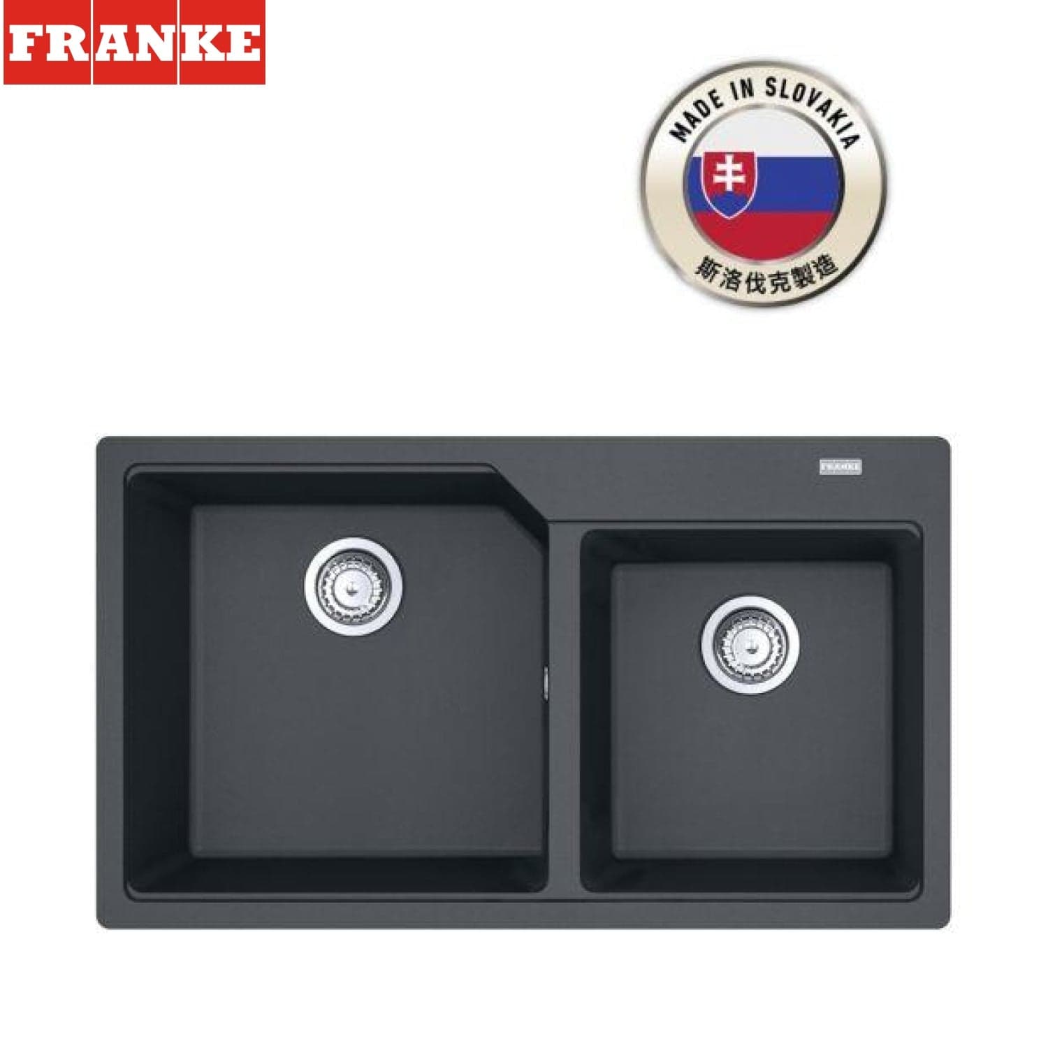 FRANKE UBG 620-86 Urban 花崗岩 檯面 雙星盆 (石墨色)