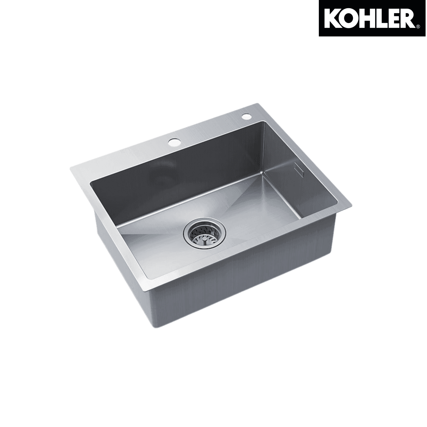 KOHLER K-21920T-2FD-NA MALLECO 22" 小單槽修邊式/下崁式廚房星盆 (包括皂液器及瀝水籃)