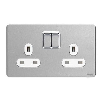 Schneider 施耐德 – 13A 兩位連保護門有掣插座 GU3420WPN / GU3420WPW / GU3420WSS / GU3420BSS / GU3420BBN