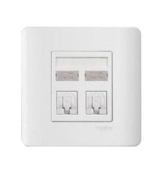 Schneider 施耐德 – 兩位RJ11四線電話及RJ45八線5e類數據插座(模塊備防塵蓋) E8432TDRJ/5 WE