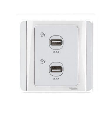 Schneider 施耐德 – 雙位2.1A USB充電插座 E3032USB WW / E3032USB GS
